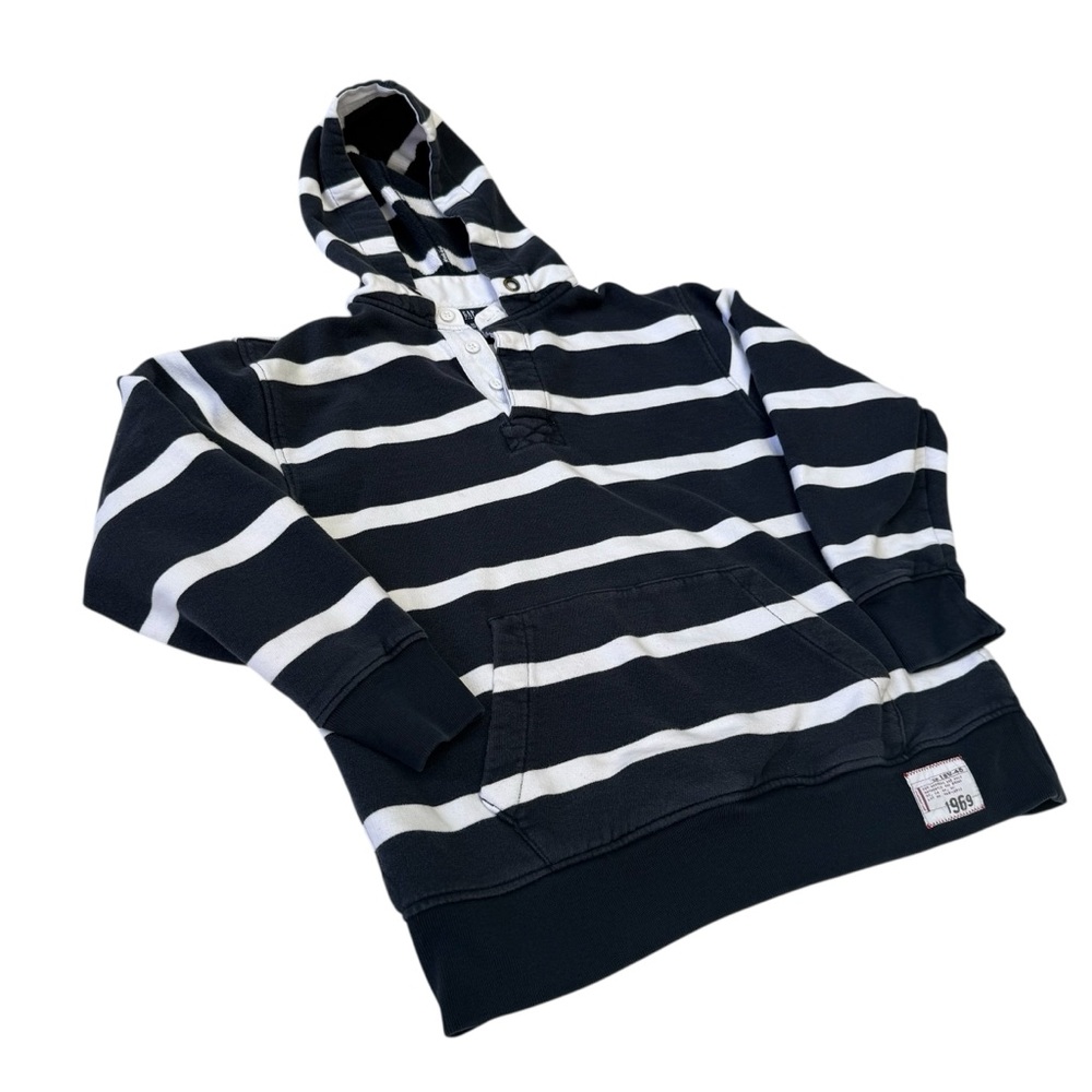 GAP Kids Striped Navy and White Hoodie | Size XL (12)